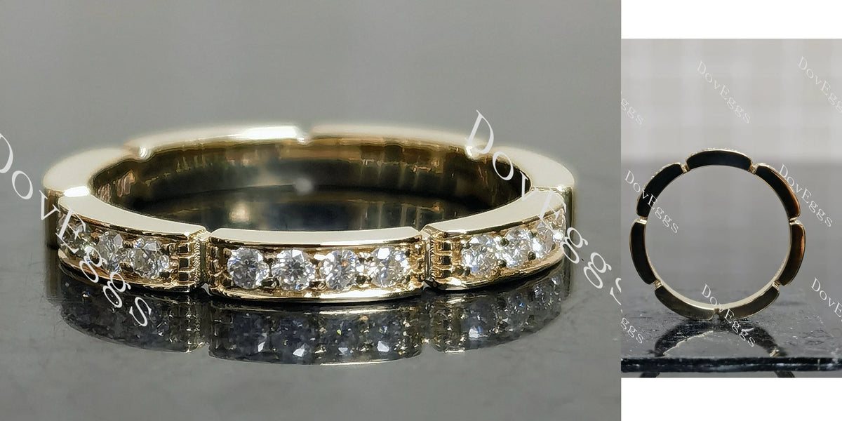 Doveggs round floral moissanite/lab grown diamond wedding band-2.1mm band width