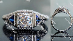 Doveggs round side stones moissanite & colored gem engagement ring