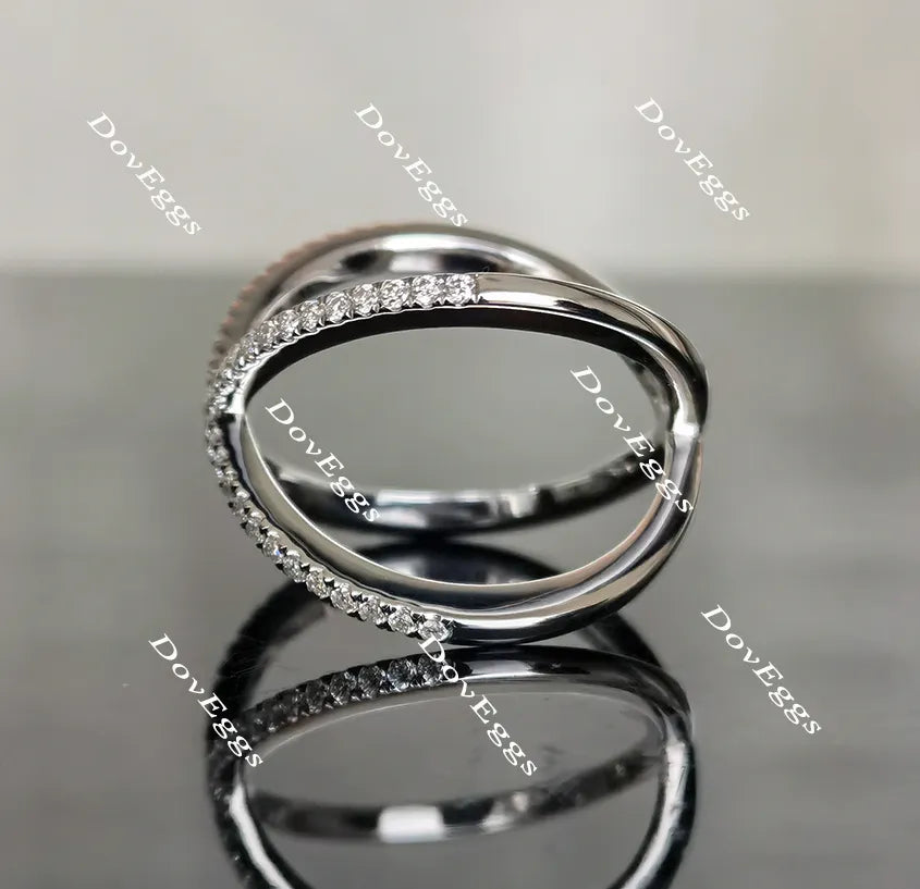 Doveggs half eternity pave moissanite/lab grown diamond wedding band-17mm band width