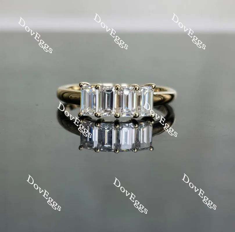 Doveggs four-stone emerald moissanite /lab grown diamond wedding band/moissanite ring