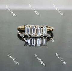 Doveggs four-stone emerald moissanite /lab grown diamond wedding band/moissanite ring