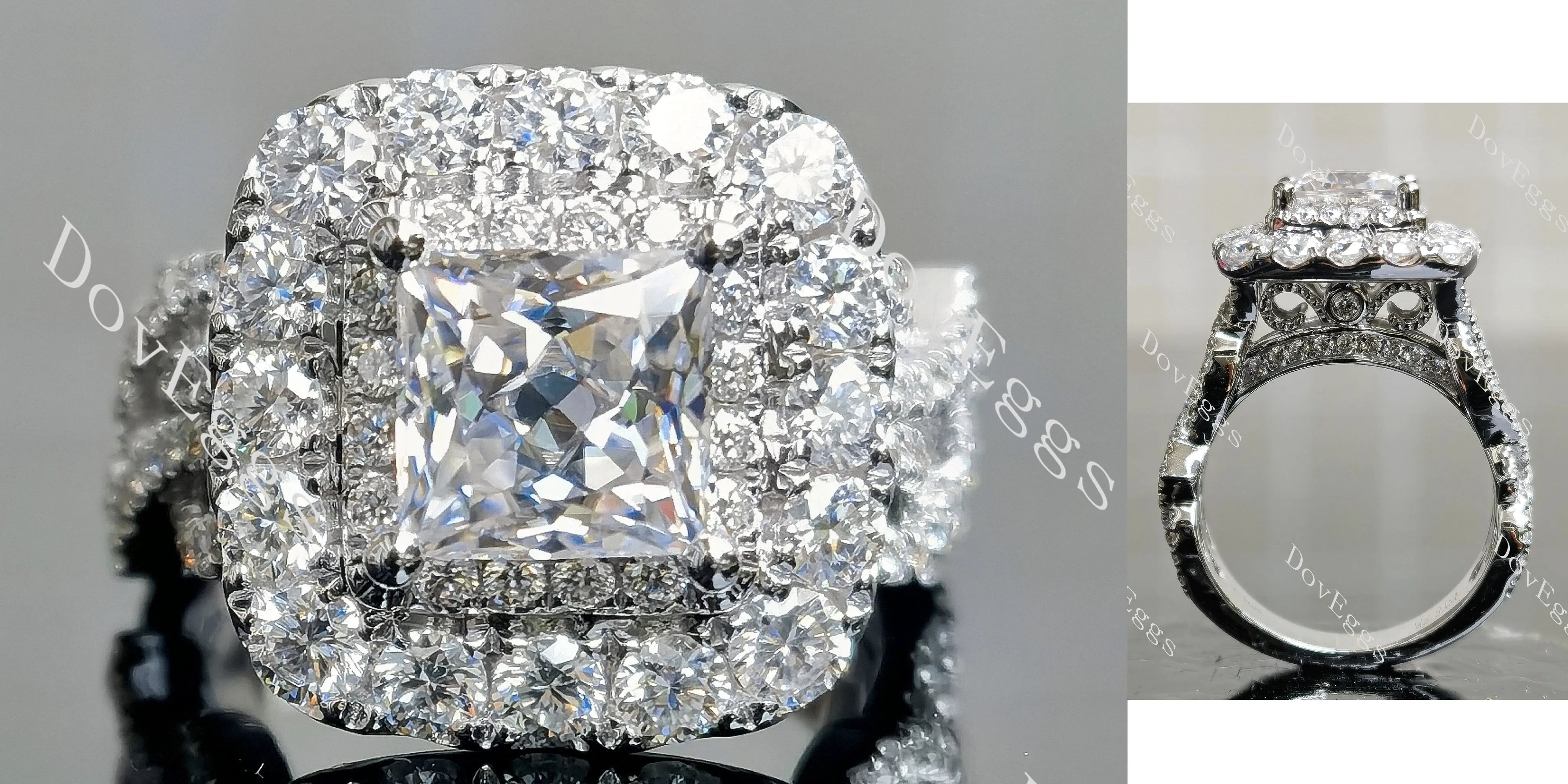 Doveggs halo moissanite engagement ring only