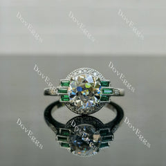 Doveggs round halo atr deco moissanite engagement ring