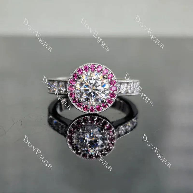 DovEggs channel set halo engagement ring semi-mount only(Exclusively to DovEggs Stones)