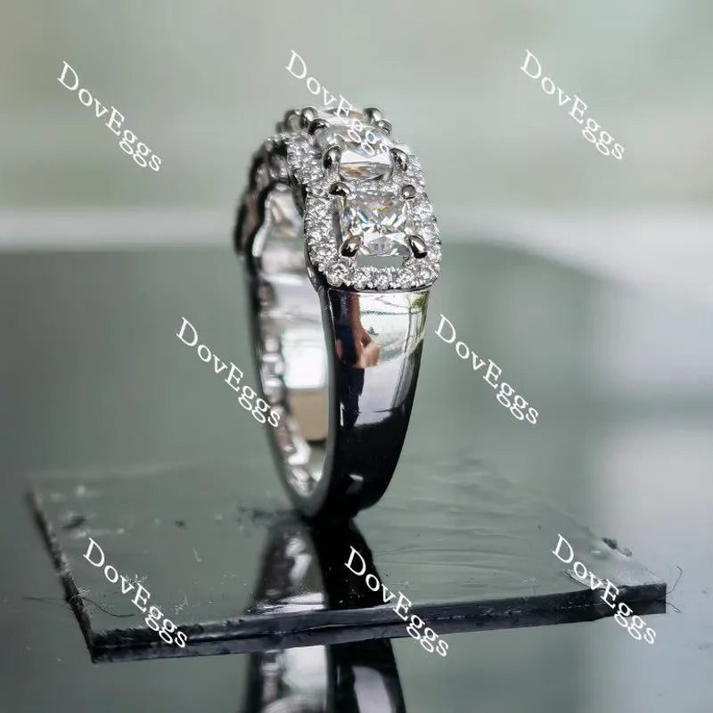 Doveggs princess five stone halo moissanite/lab grown diamond wedding bands-3mm band width