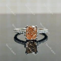 Doveggs Cushion Pave Half Eternity Pink Lab Grown Diamond Engagement Ring