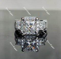 Doveggs radiant side stone halo moissanite engagement ring (engagement ring only)