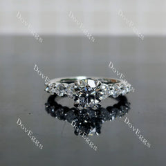 Doveggs Round Pave Side Stone Lab Grown Diamond Engagement Ring