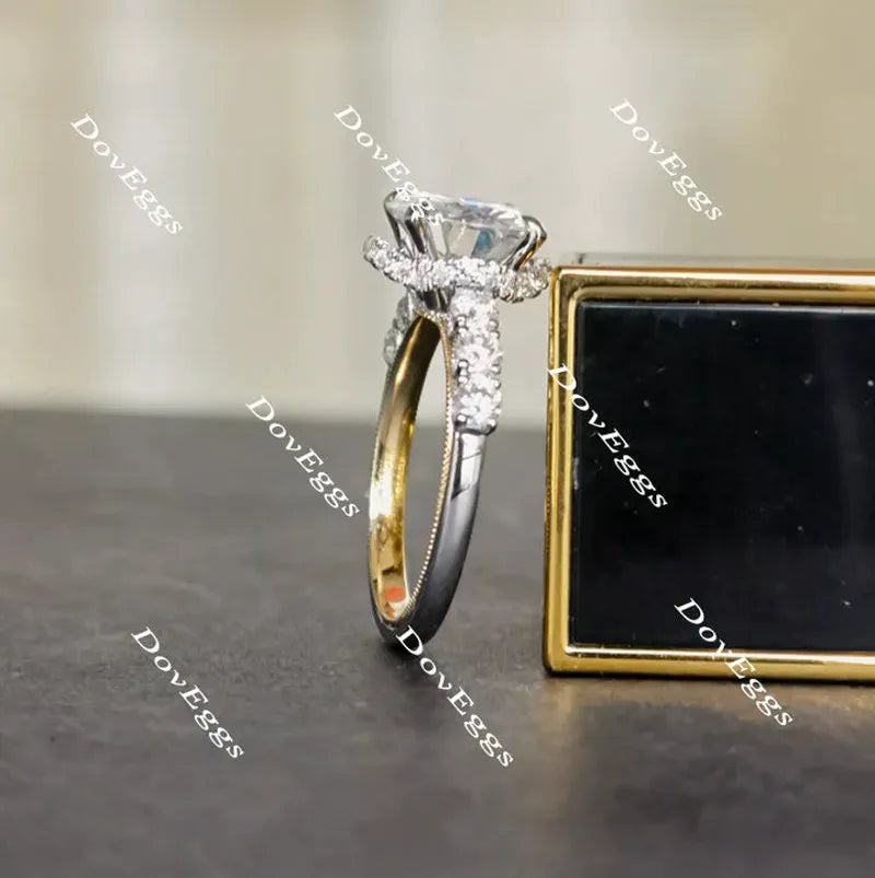 DovEggs halo side-stone engagement ring only semi-mount only(Exclusively to DovEggs Stones）