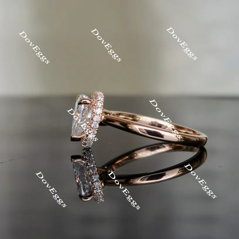 DovEggs paved halo pear moissanite engagement ring