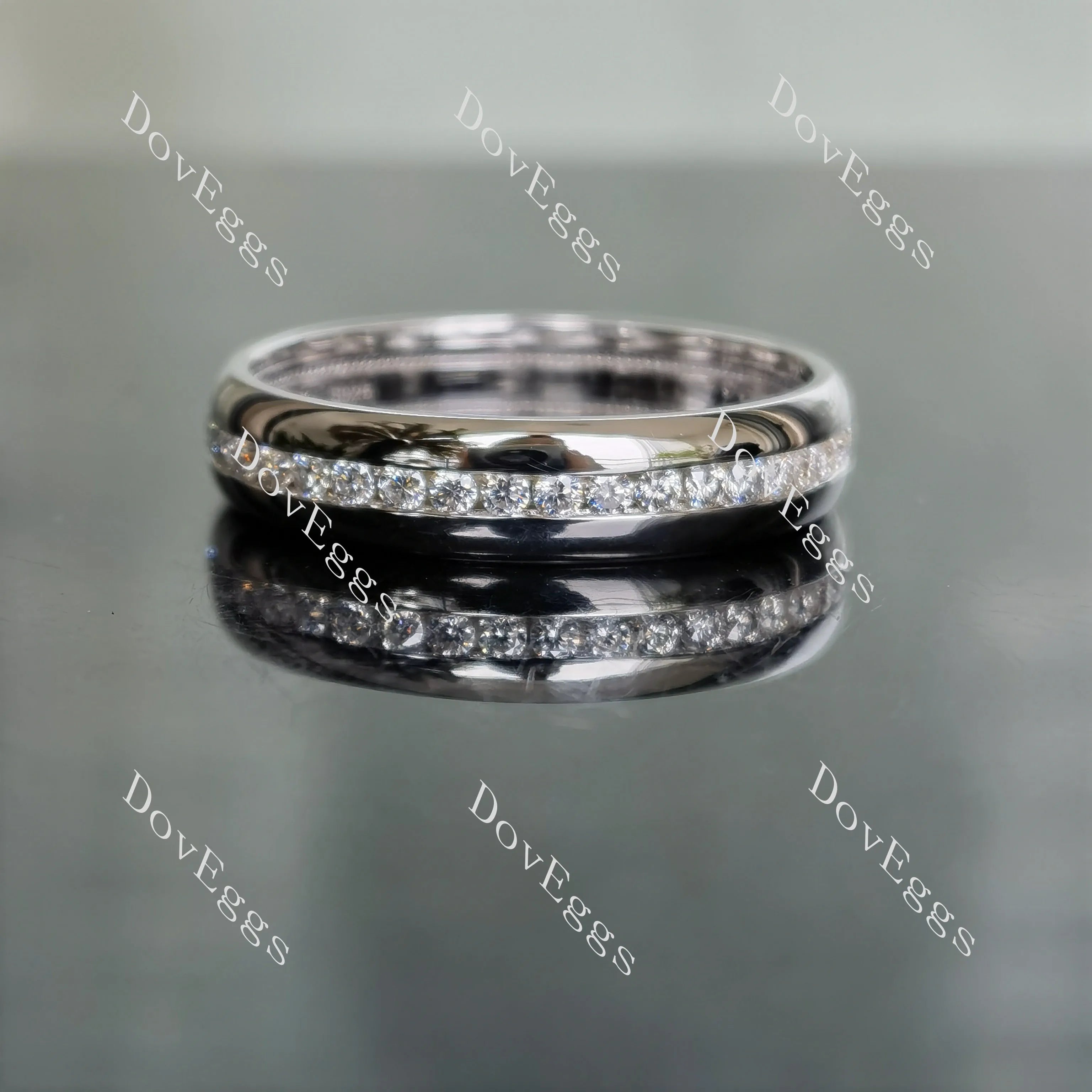 Doveggs round full eternity channel set moissanite/lab grown diamond wedding band-5.4mm band width