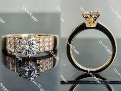 Doveggs round pave moissanite engagement ring for women