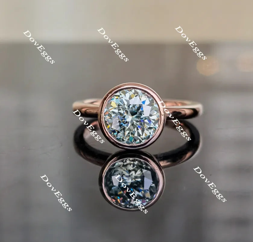Doveggs bezel setting solitaire colored moissanite engagement ring