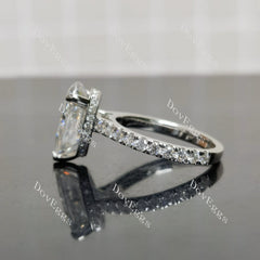 (size 6.5) Doveggs sterling silver 6ct pear pave moissanite engagement ring