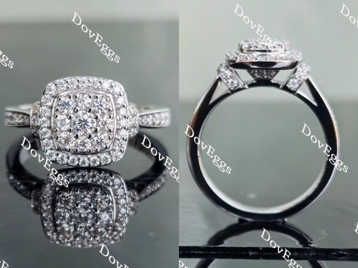 Doveggs round halo moissanite engagement ring for women