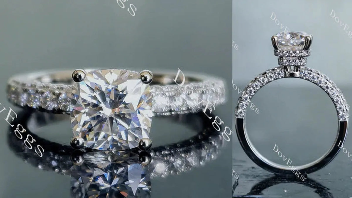 DovEggs half eternity pave engagement ring only semi-mount only(Exclusively to DovEggs Stones)