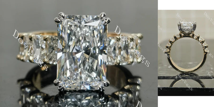 The Helena radiant vintage pave engagement ring only semi-mount only(Exclusively to DovEggs Stones)