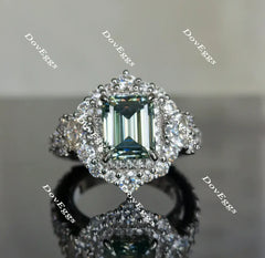 The Wendy Peacock blue halo colored moissanite/colored gem engagement ring