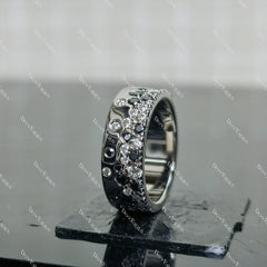 (size 5) Doveggs sterling silver 1.43cttw moissanite and black sapphire wedding band