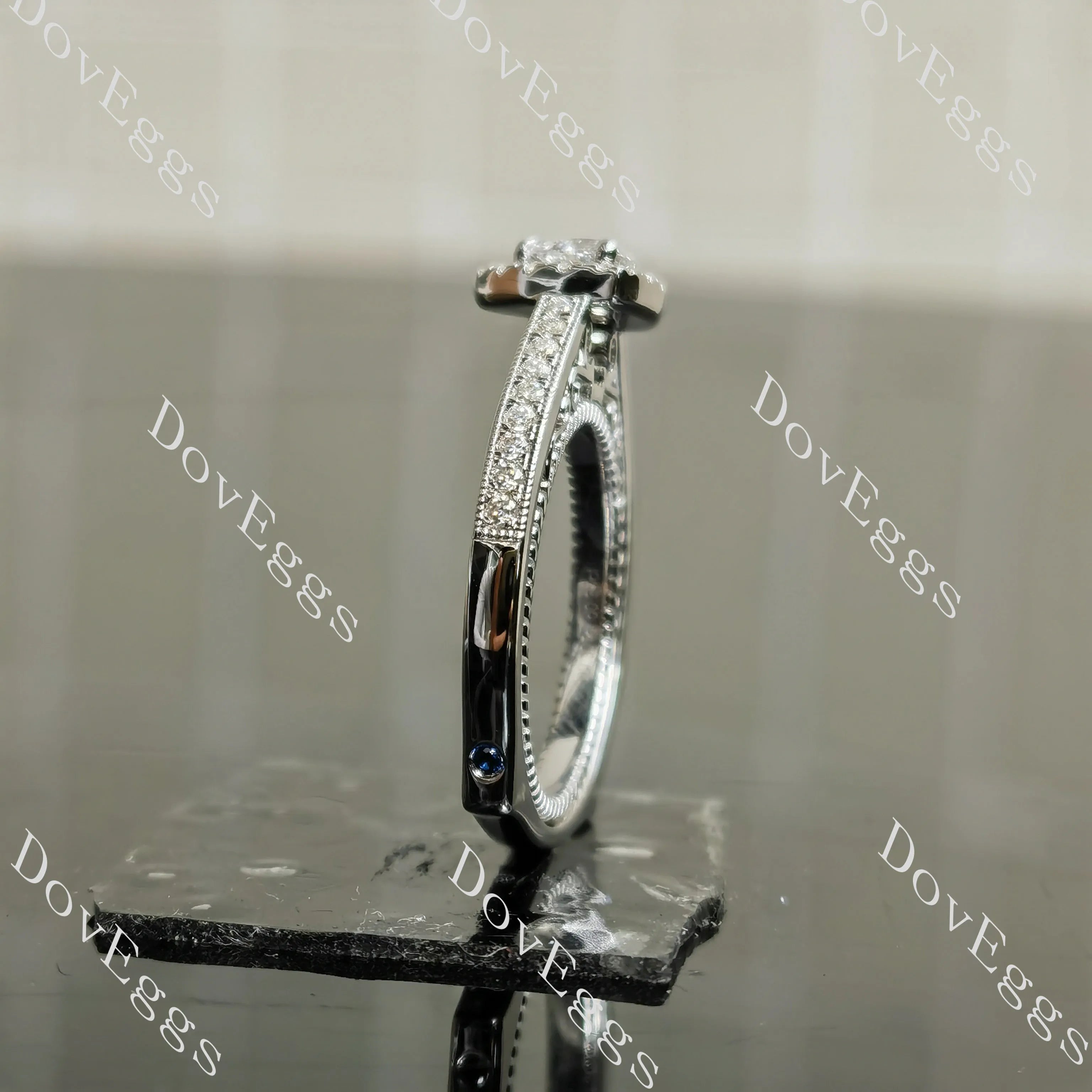 DovEggs halo channel set engagement ring only semi-mount only(Exclusively to DovEggs Stones)
