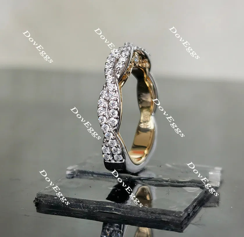 Doveggs round vintage pave moissanite band/lab grown diamond wedding band-3.3mm band width
