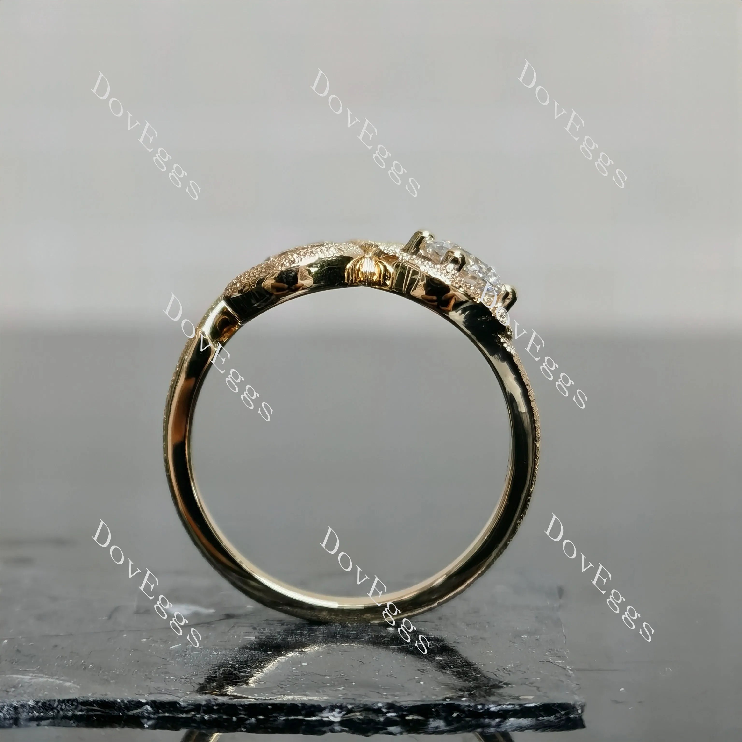 Sacred Sound Round Pave Sandblasted Effect Lab Grown Diamond Engagement Ring