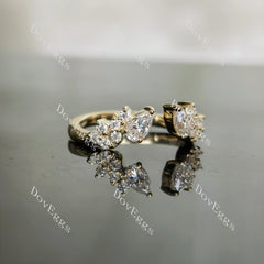 Doveggs pear art deco moissanite/lab grown diamond wedding band-2.0mm band width
