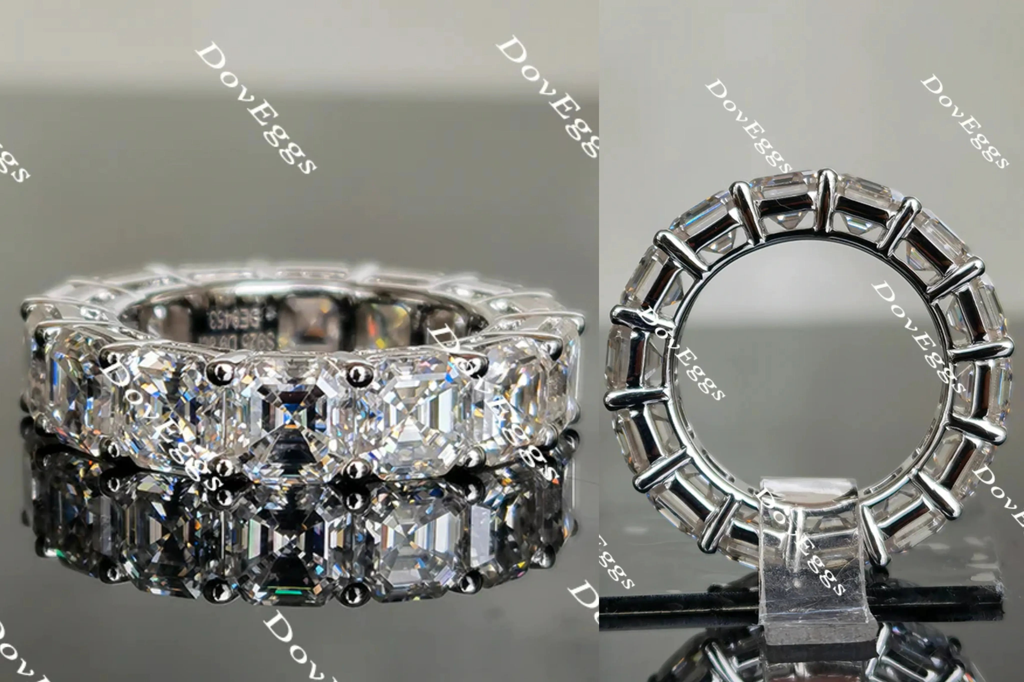 Doveggs asscher full eternity moissanite wedding band-5mm band width