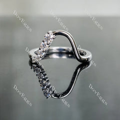 Doveggs round five stones curved moissanite/lab grown diamond wedding band-2.0mm band width