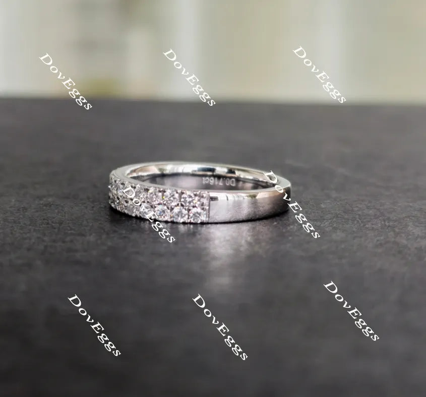 Doveggs round half eternity moissanite/lab grown diamond engagement ring wedding bands-2.8mm band width