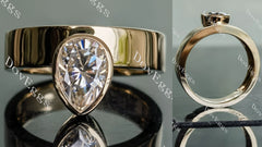 Doveggs pear bezel solitaire moissanite engagement ring