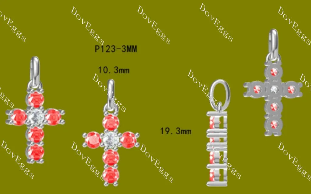 Round pave six stones moissanite pendant necklace (pendant only)| Doveggs