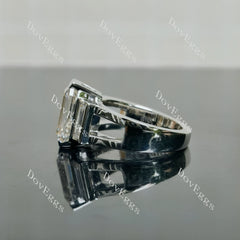 Doveggs Emerald Three Stones Split Shanks Lab Grown Diamond Engagement Ring