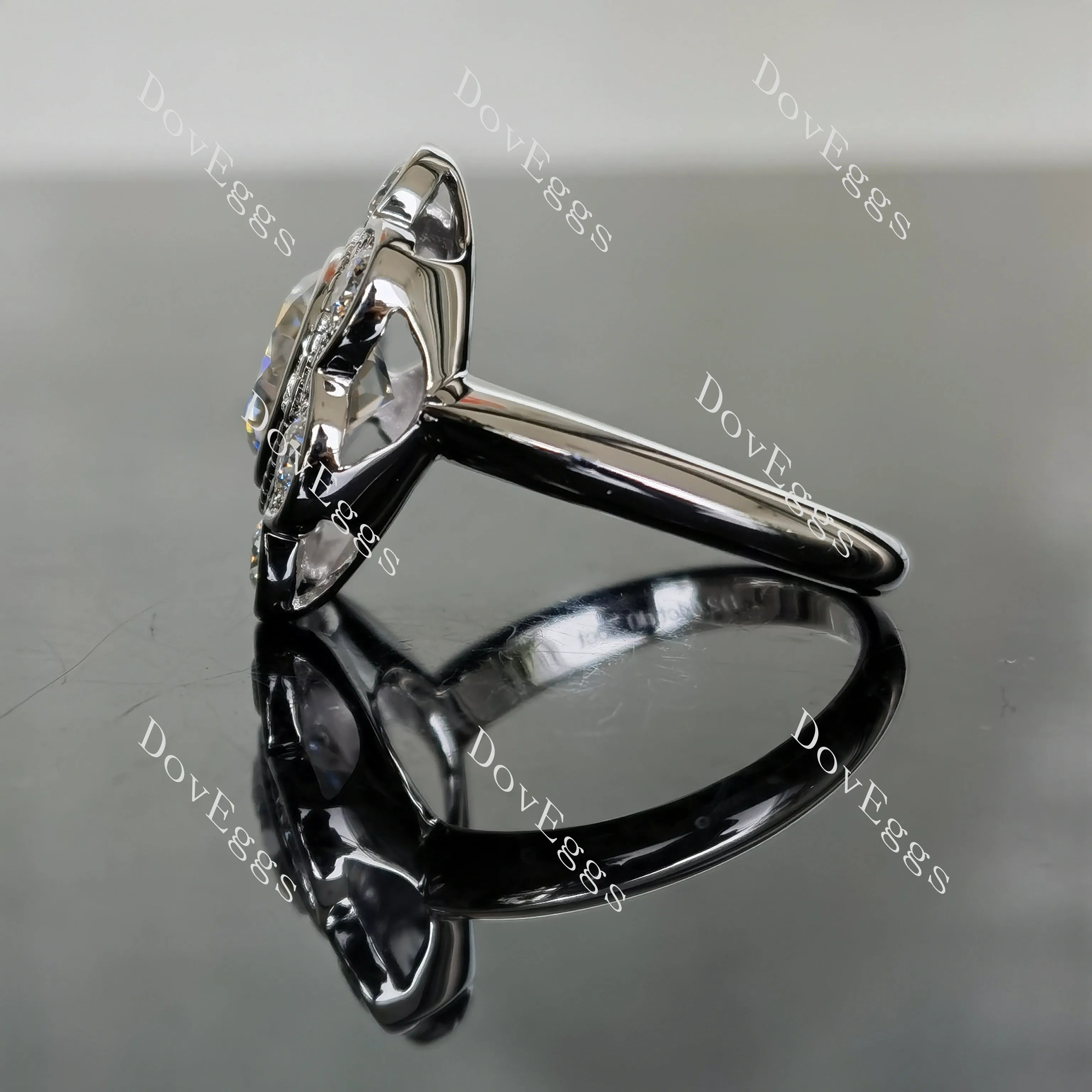 Doveggs round flower shape moissanite engagement ring