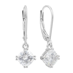 Doveggs square cushion moissanite hoop earrings for women