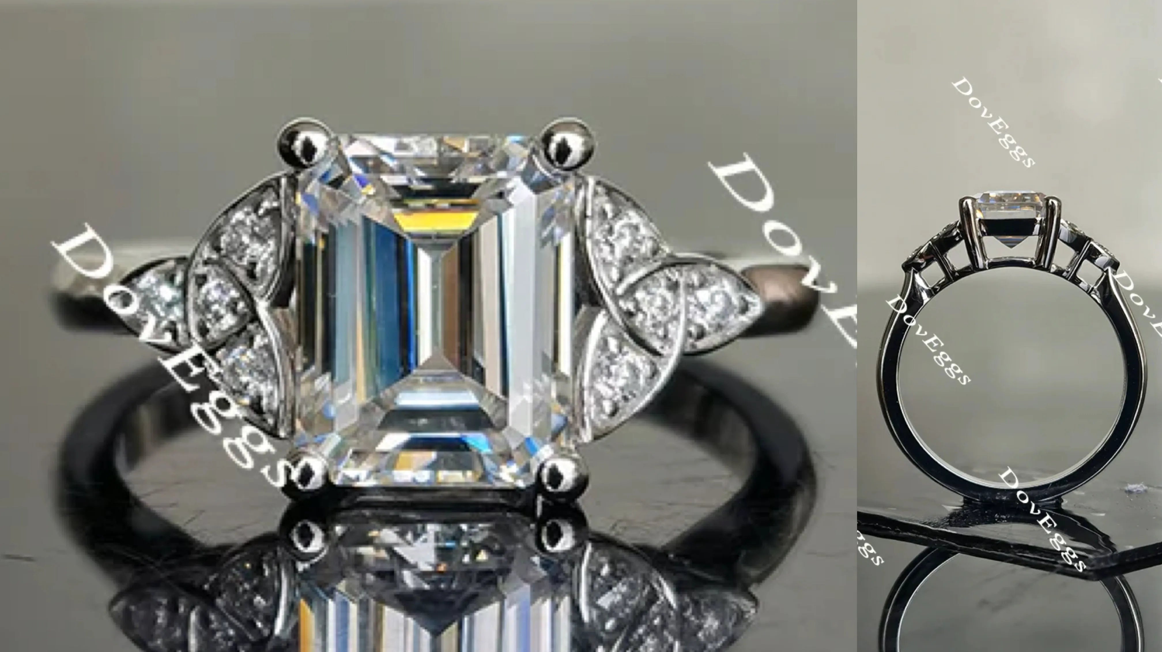 Doveggs side stones moissanite engagement ring