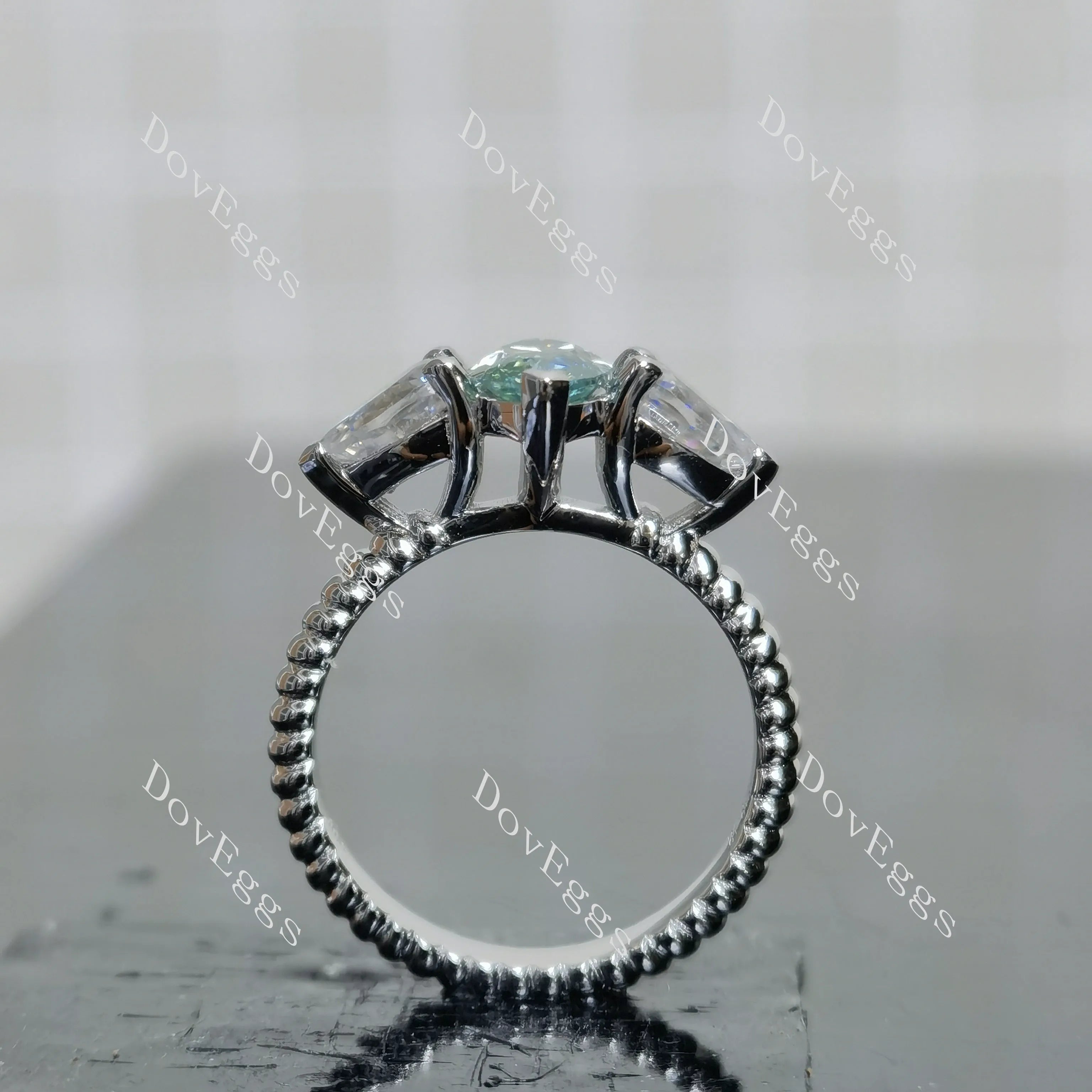 (size 4.75) Doveggs sterling silver 1ct marquise colored moissanite engagement ring