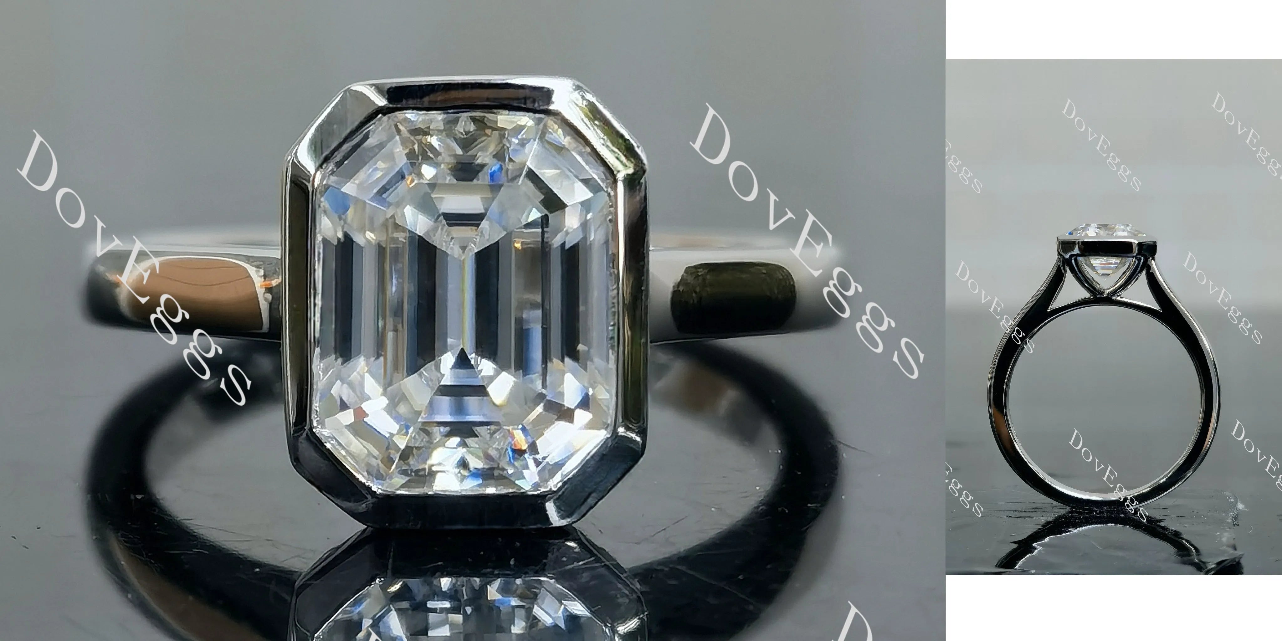 Doveggs Elizabeth Taylor Krupp Cut bezel solitaire moissanite engagement ring