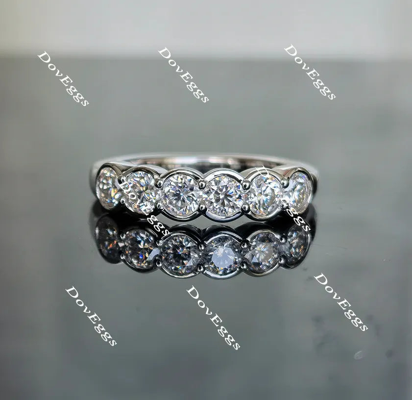 Doveggs round six stones moissanite/lab grown diamond wedding band-2.7mm band width