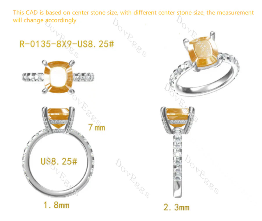 Doveggs pave engagement ring only semi-mount only(Exclusively to DovEggs Stones)