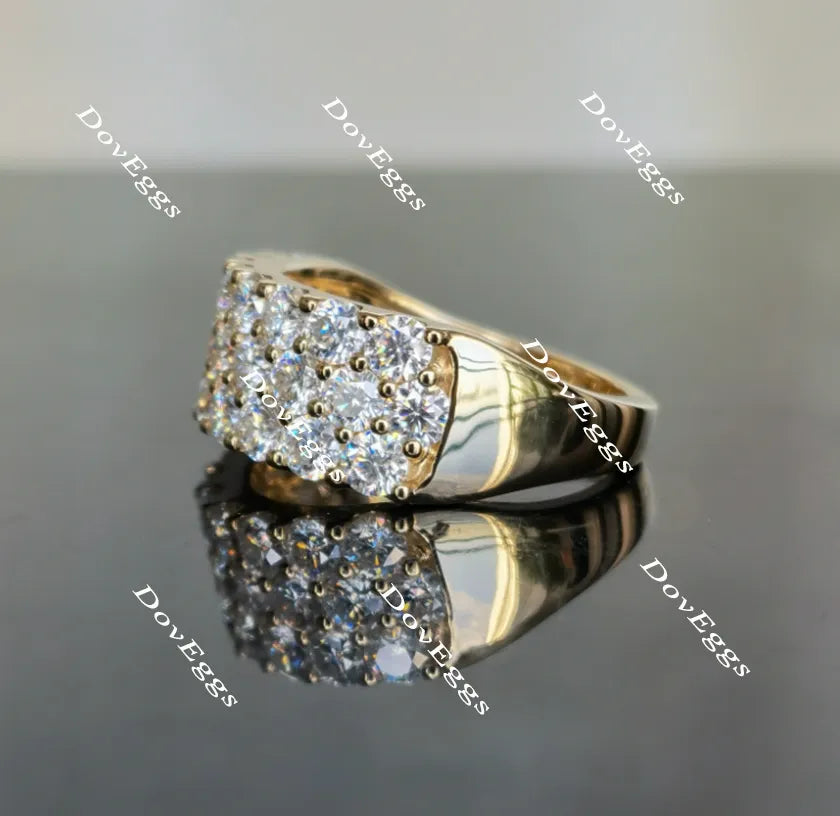 Doveggs round three rows moissanite/lab grown diamond wedding band-2.6mm band width