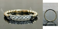 Doveggs beaded circle round pave moissanite/ lab grown diamond accents wedding band-2mm band width