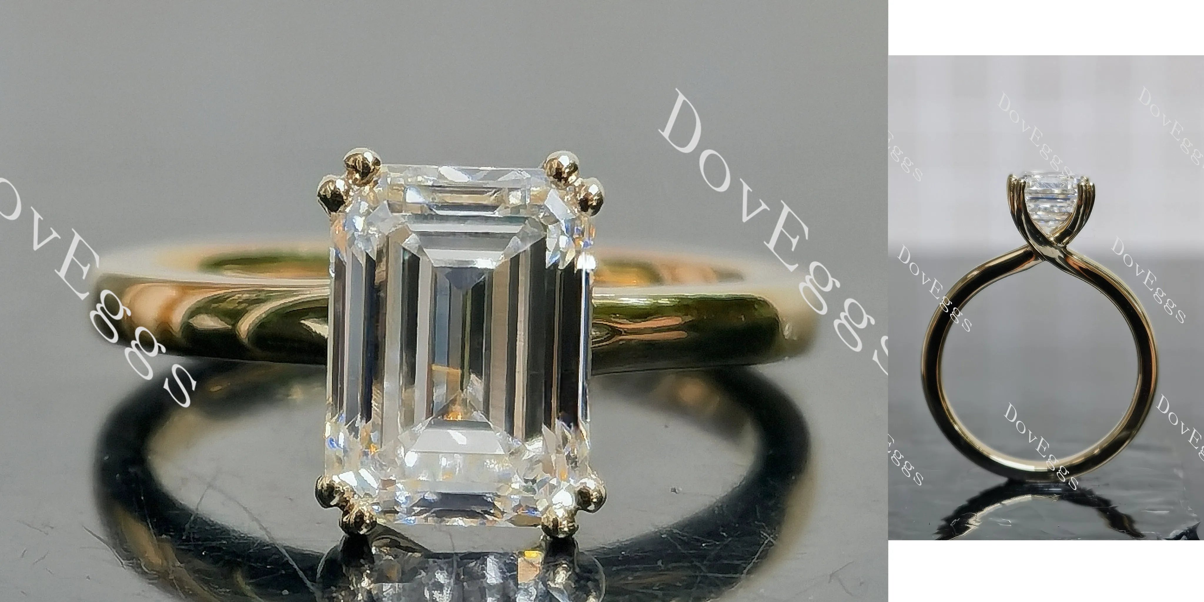 Doveggs Emerald Pave Solitaire Lab Grown Diamond Engagement Ring