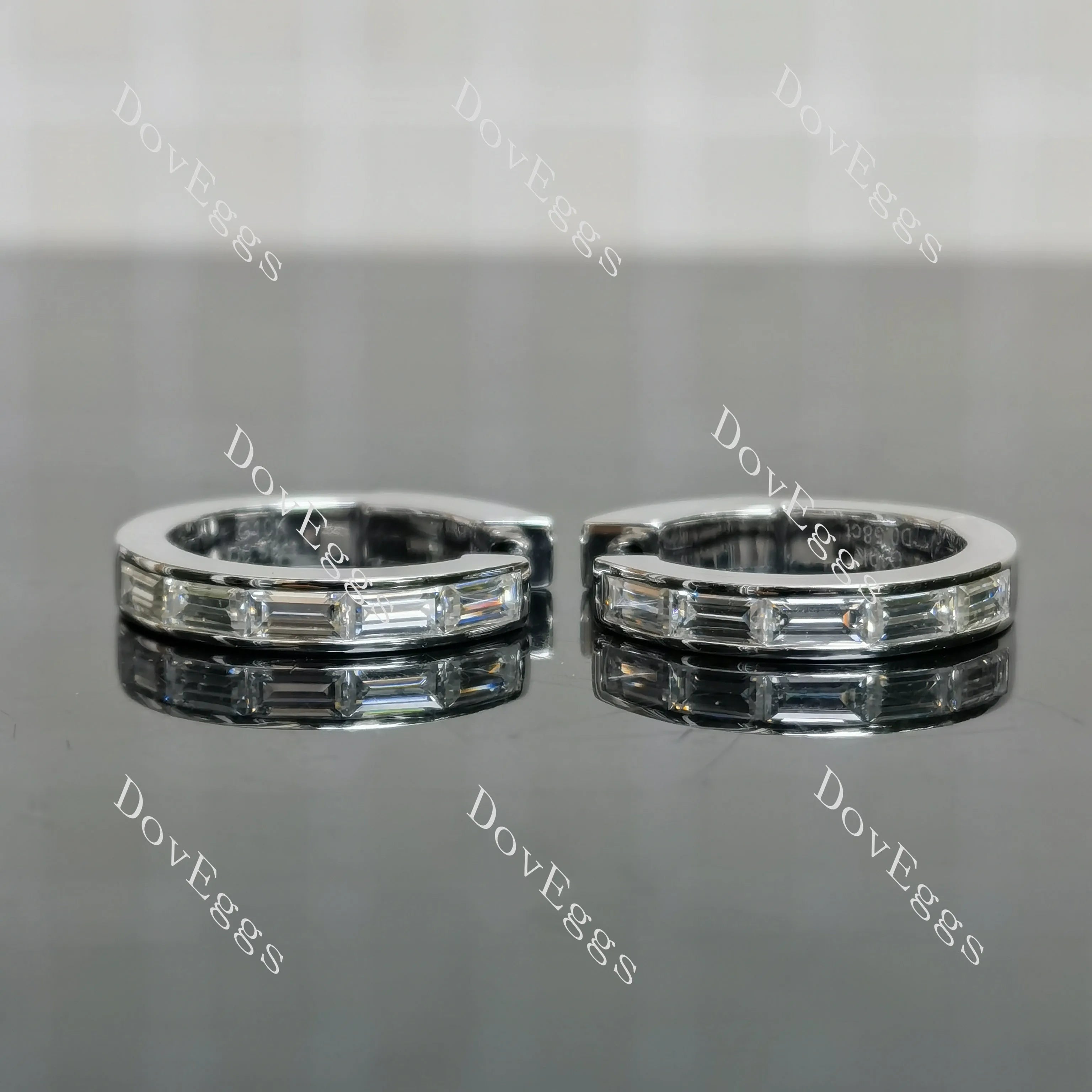 Doveggs baguette bezel moissanite/lab grown diamond earrings