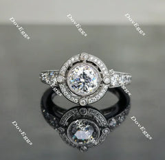Doveggs art deco half eternity pave moissanite engagement ring