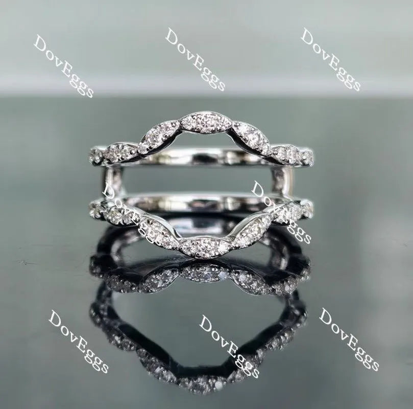 Doveggs round half eternity pave curved moissanite/lab grown diamond enhancer-6.8mm band width