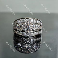 Doveggs round three stones channel set moissanite engagement ring