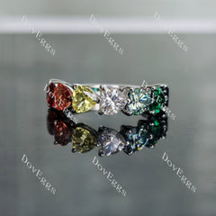 Doveggs heart ruby/orange-yellow sapphire/GHI-peacock blue moissanite/emerald/blue sapphire band-2.5mm band width