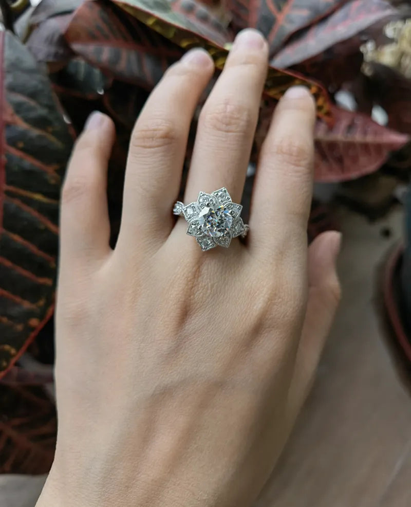 My Sunshine-Round moissanite engagement ring| DovEggs