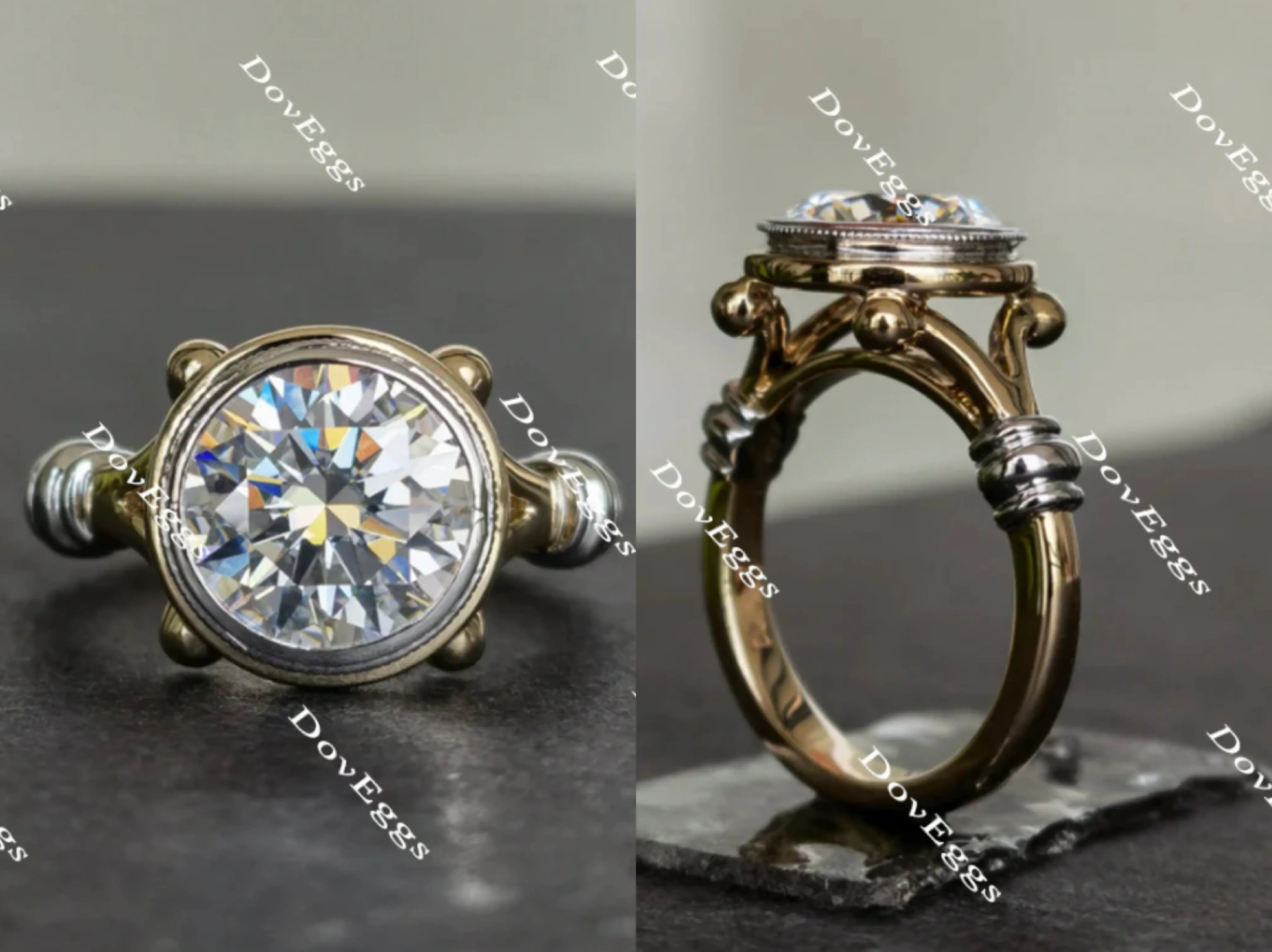 Doveggs round solitaire vintage moissanite engagement ring